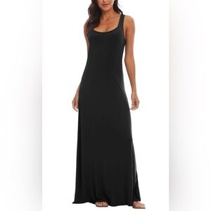J Crew Scoop Neck Tank Maxi Dress Flowy Stretchy Black Size Small